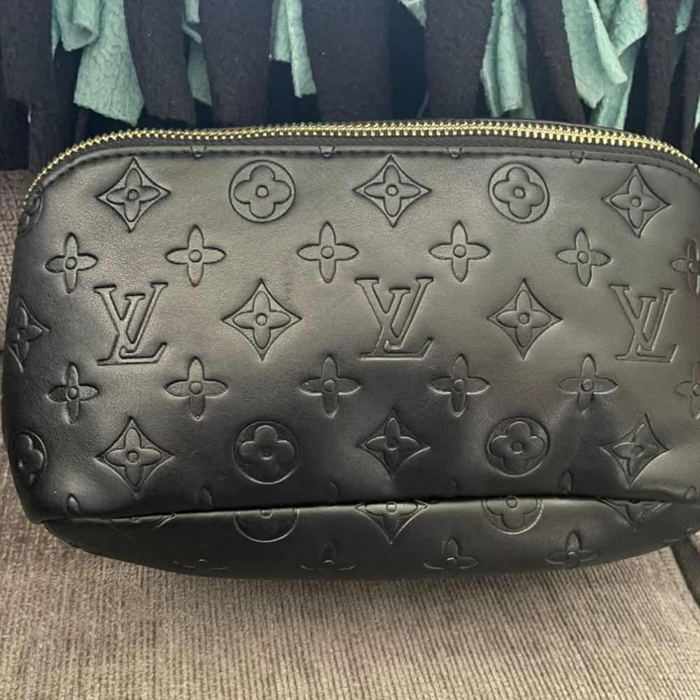 Louie Black Embossed Monogram Pouch